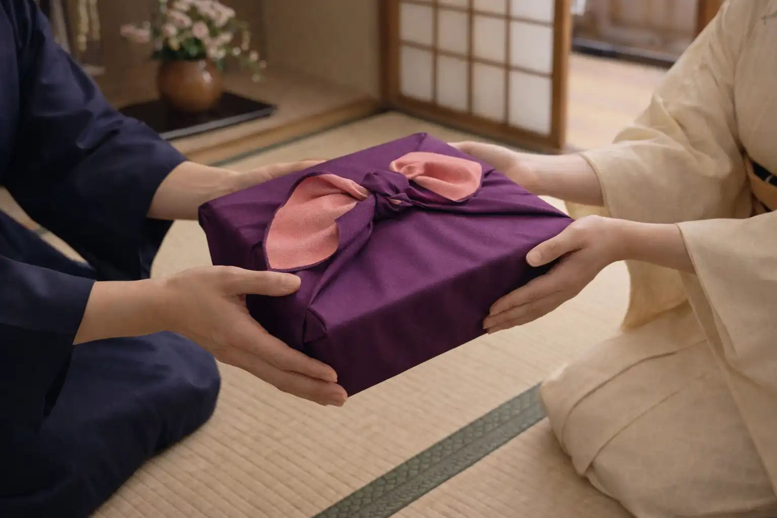 贈り物を渡す様子